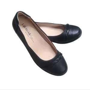 Life Stride Impact Black Wedge Slip-On Shoes
